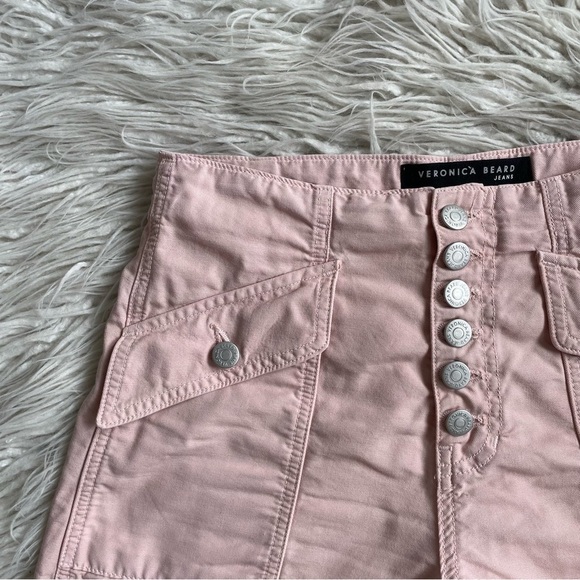 VERONICA BEARD Robbie Button-Front Canvas Cotton Rosewood Pink Shorts EUC Sz 26 - Picture 7 of 11